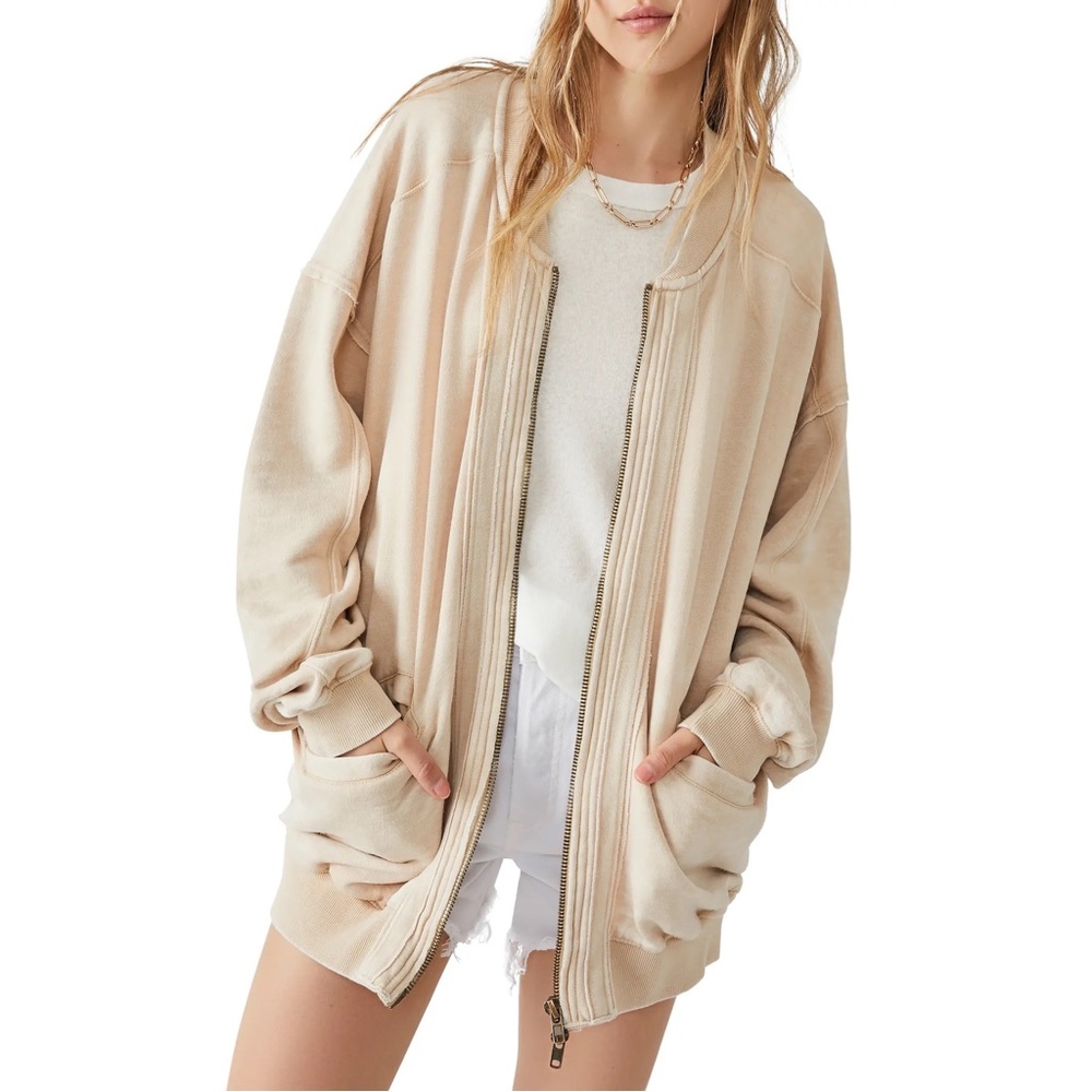 | free people • robby zip front oversized bomber jacket • nomadic desert | - Picture 4 of 5